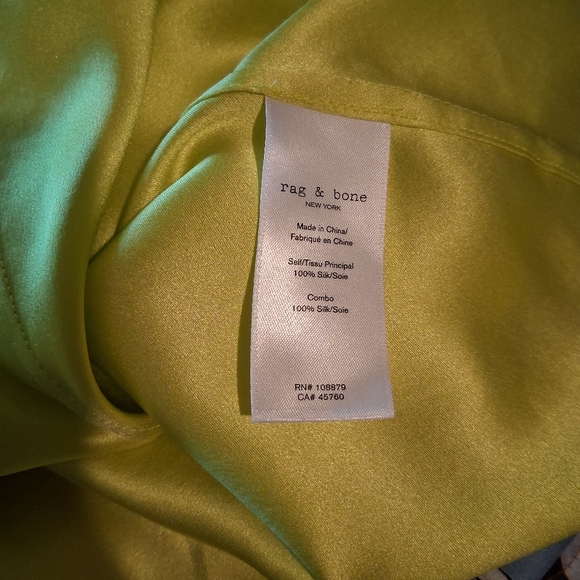 Rag & Bone Colette Cami Lime Green Silk Blouse Size Medium NWOT - Picture 5 of 10